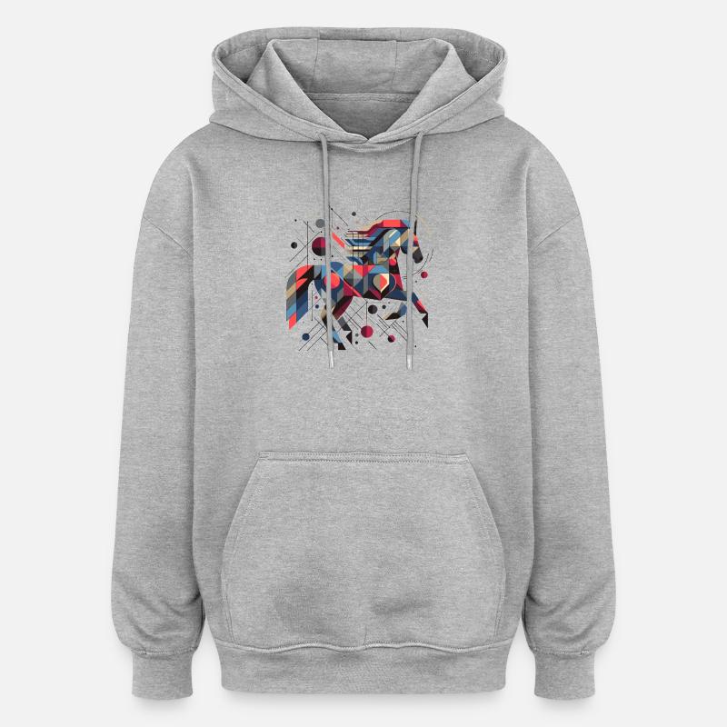 Abstraktes Tier Pferd 2 - Oversized Unisex Hoodie - Grau meliert