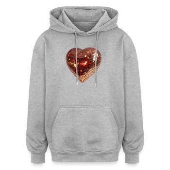 Heart of Disco, Diskokugel im Form eines Herzens - Oversized Unisex Hoodie - Grau meliert - Vorne - Noah (186cm)