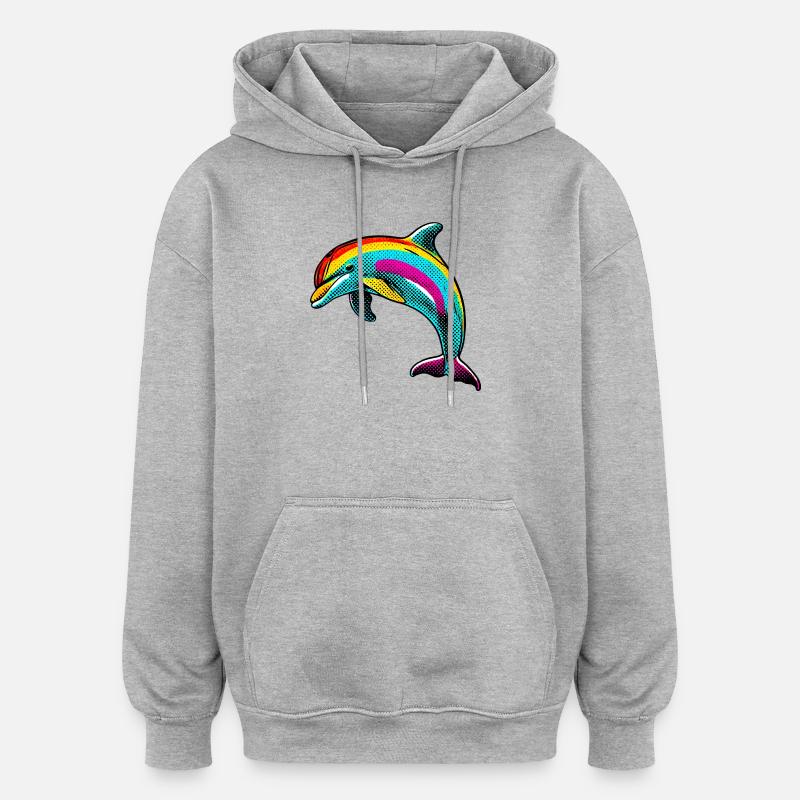 Delfin - Oversized Unisex Hoodie - Grau meliert