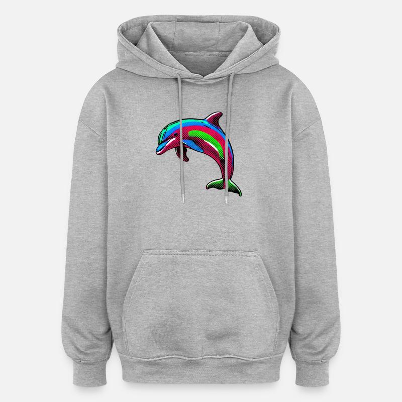 Dauphin - Sweat à capuche oversize unisexe - gris chiné