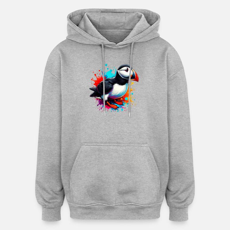 Macareux - Sweat à capuche oversize unisexe - gris chiné