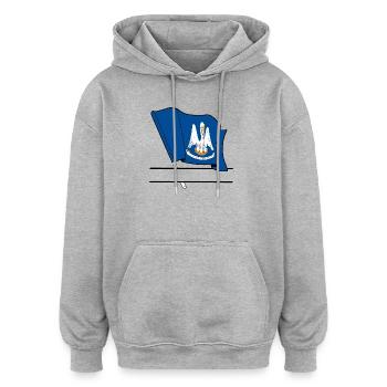 Flag Lousiane text banner - Oversized Unisex Hoodie - heather grey - Front - Noah (186cm)