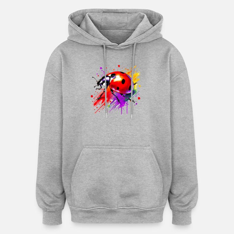 Marienkäfer - Oversized Unisex Hoodie - Grau meliert
