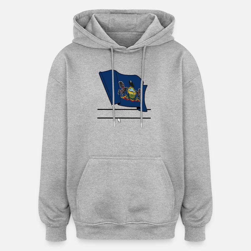 Drapeau Pennsylvanie bannière de texte - Sweat à capuche oversize unisexe - gris chiné