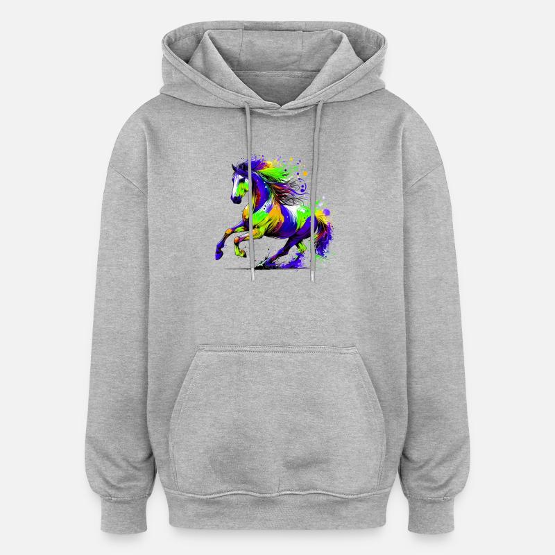 Cheval - Sweat à capuche oversize unisexe - gris chiné