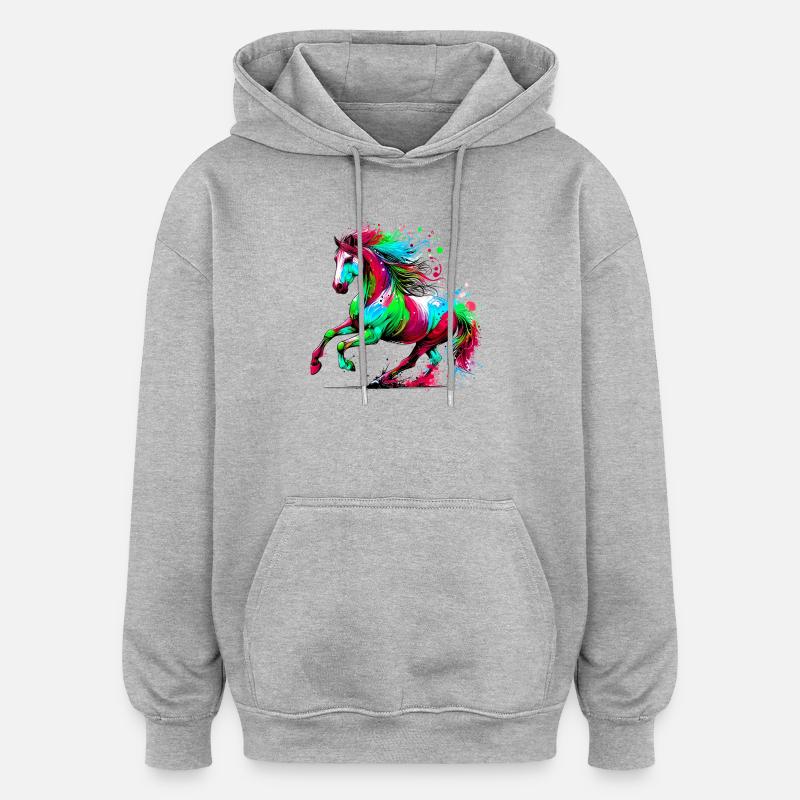 Cheval - Sweat à capuche oversize unisexe - gris chiné