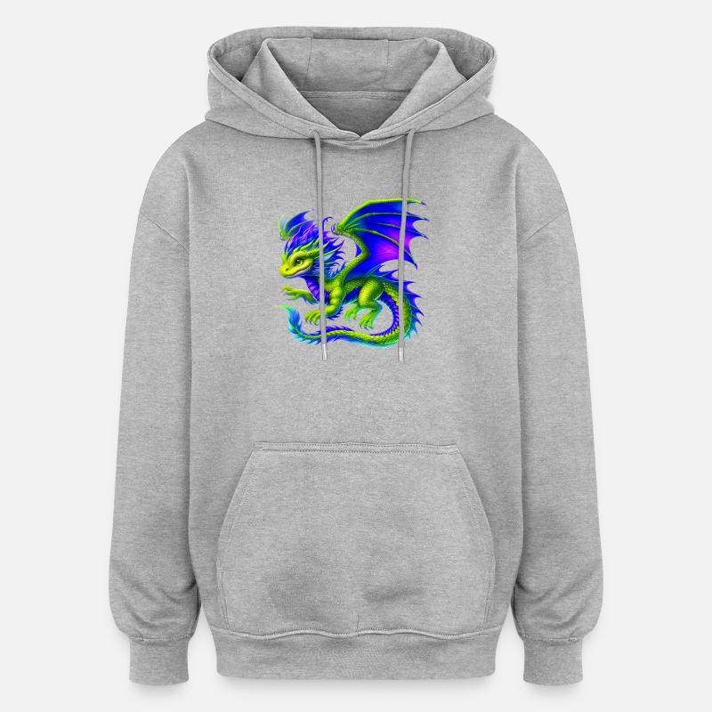 Drache - Oversized Unisex Hoodie - Grau meliert