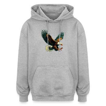 Adler - Oversized Unisex Hoodie - Grau meliert - Vorne - Noah (186cm)