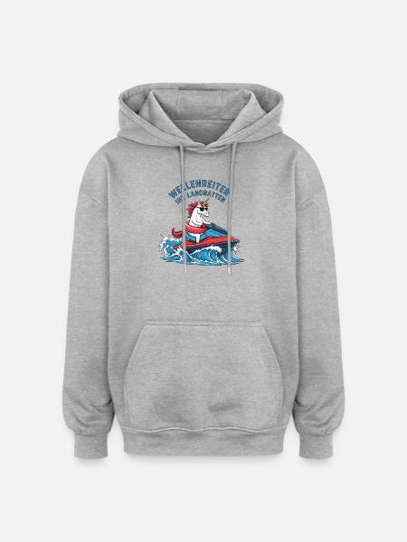 Cooles Jetski Einhorn - Oversized Unisex Hoodie - Grau meliert