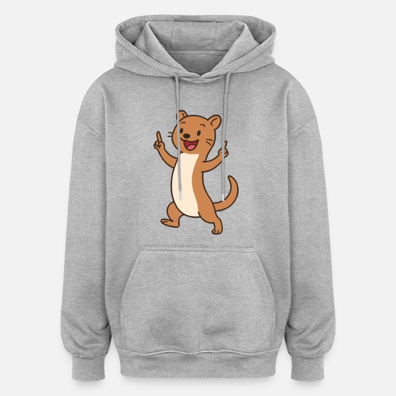 Joyeux bébé belette avec breloque - Sweat à capuche oversize unisexe - gris chiné