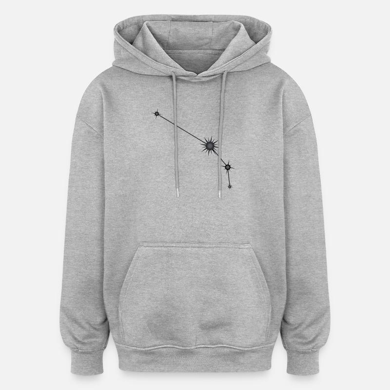 Widder Stern Sternbild Sternzeichen Schwarz & Grau - Oversized Unisex Hoodie - Grau meliert
