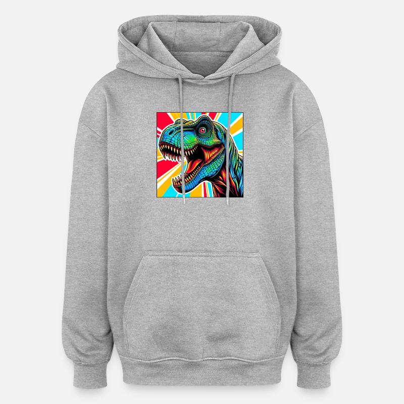 Dinosaurier - Oversized Unisex Hoodie - Grau meliert