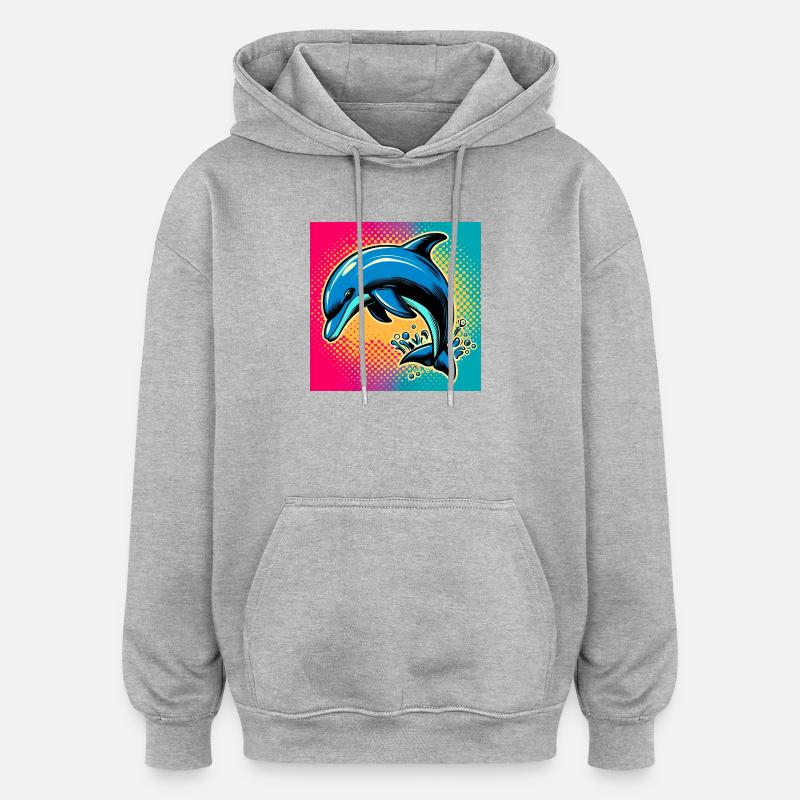 dauphin - Sweat à capuche oversize unisexe - gris chiné