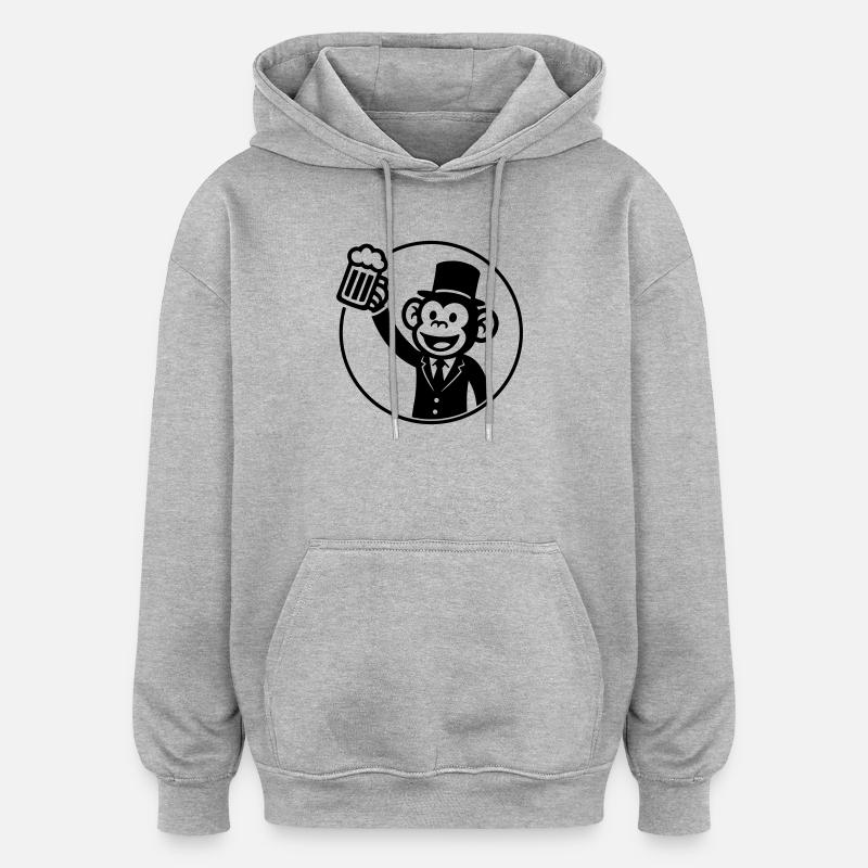 Monkey Groom Bachelor Bière - Sweat à capuche oversize unisexe - gris chiné