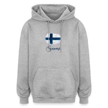 Drapeau de la Finlande - Sweat à capuche oversize unisexe - gris chiné - Devant - Noah (186cm)
