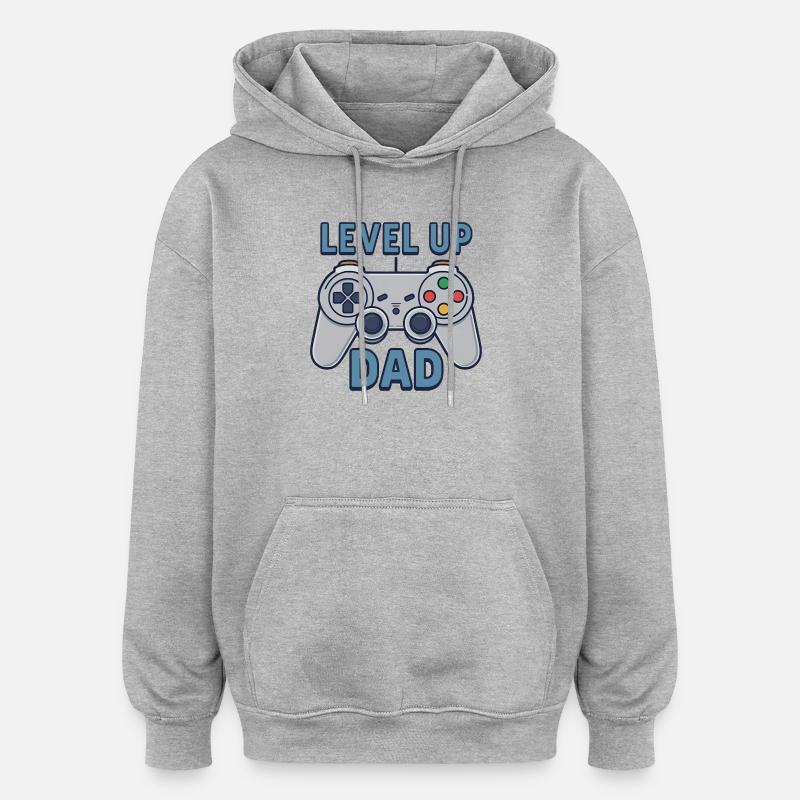 Level Up Dad – Gamer Controller Geschenk - Oversized Unisex Hoodie - Grau meliert