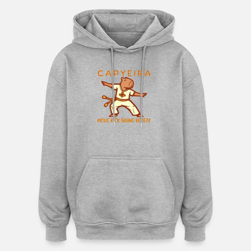 Capybara Arts Martiaux Dancing Design - Sweat à capuche oversize unisexe - gris chiné