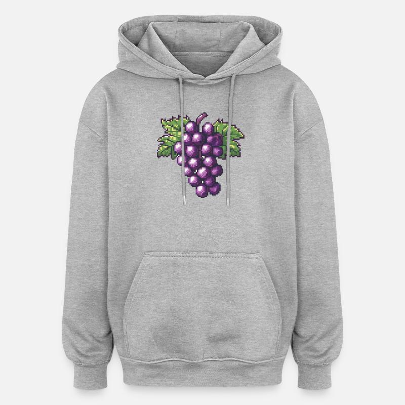 Raisins Pixel Violet - Sweat à capuche oversize unisexe - gris chiné