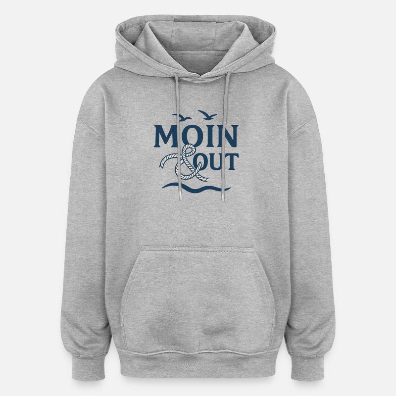 Logo nautique Moin & Out - Sweat à capuche oversize unisexe - gris chiné