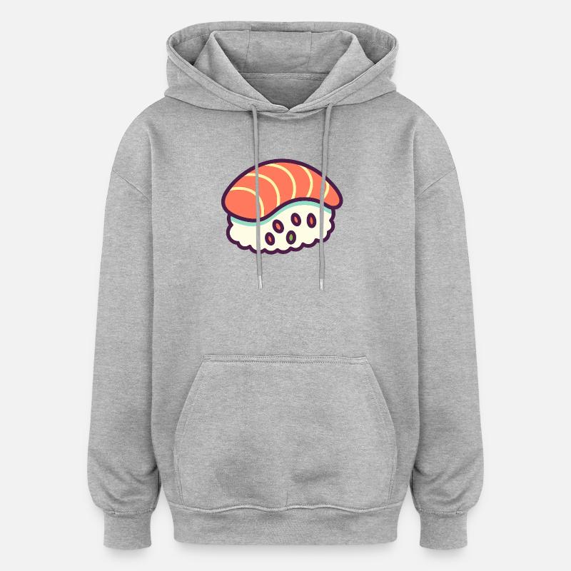 Nigiri Pop Art Saumon sur Riz - Sweat à capuche oversize unisexe - gris chiné