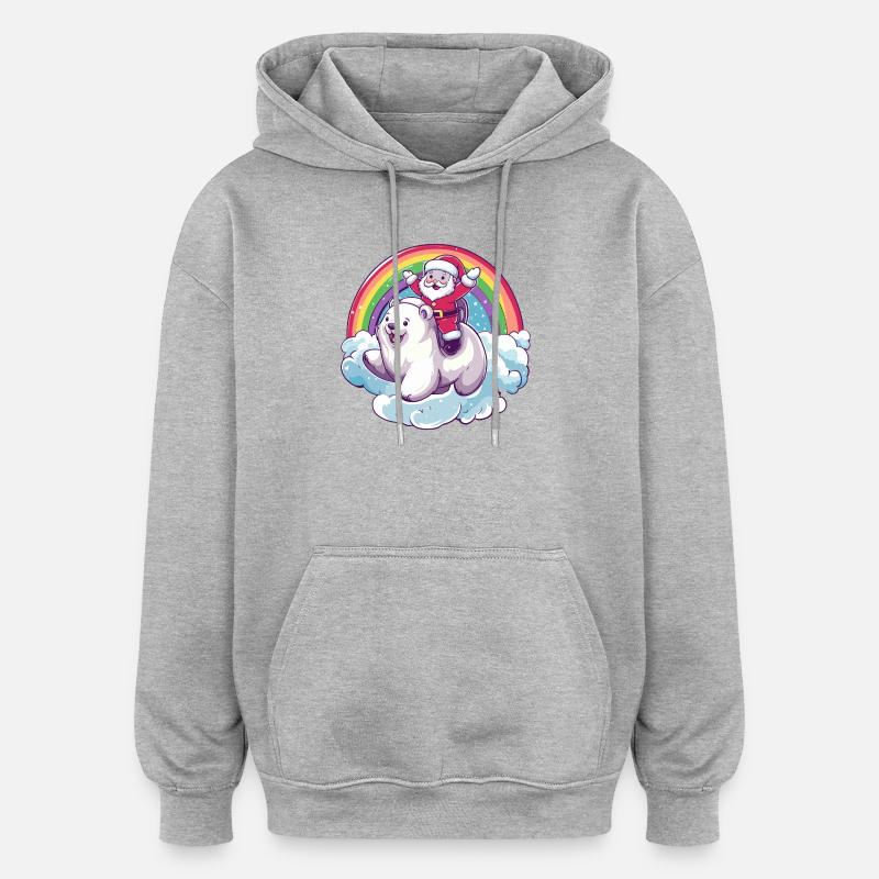 Ours polaire Père Noël Noël - Sweat à capuche oversize unisexe - gris chiné