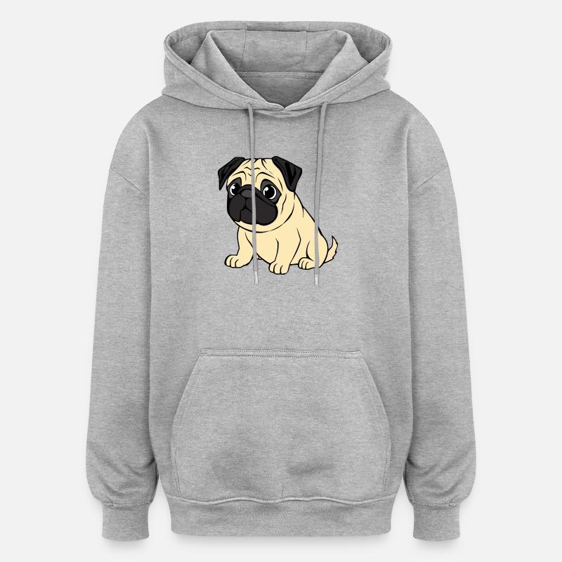 Carlin Chiens T-shirt Cadeau Noël - Sweat à capuche oversize unisexe - gris chiné