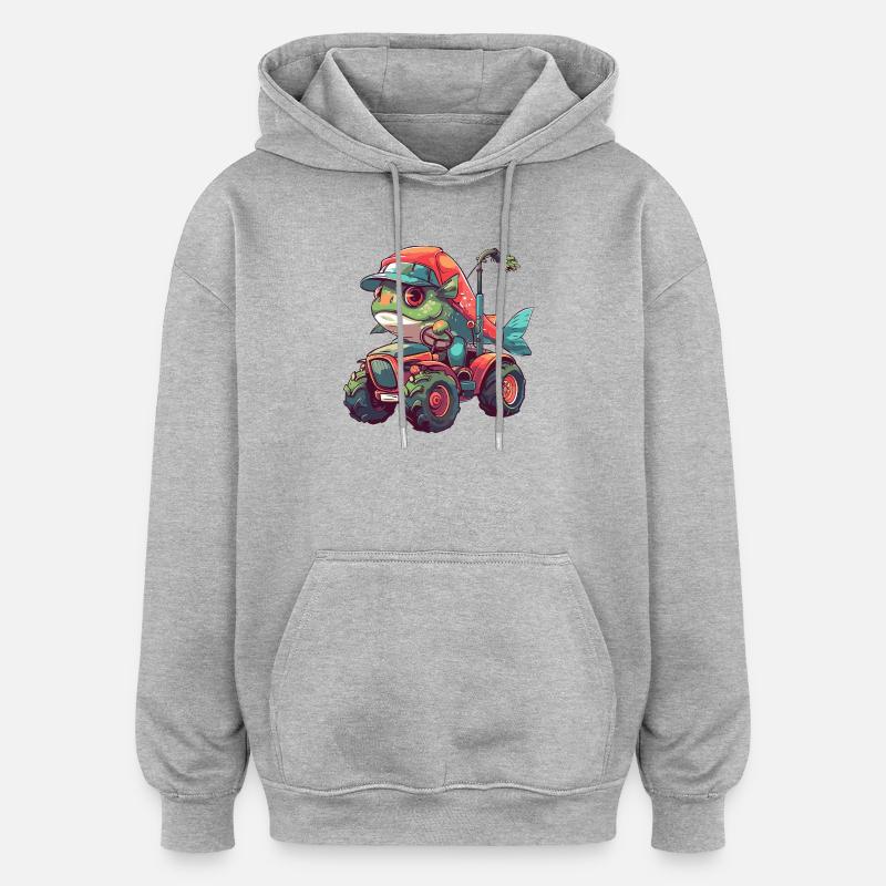 Éleveur de tracteurs de poissons Piranha - Sweat à capuche oversize unisexe - gris chiné