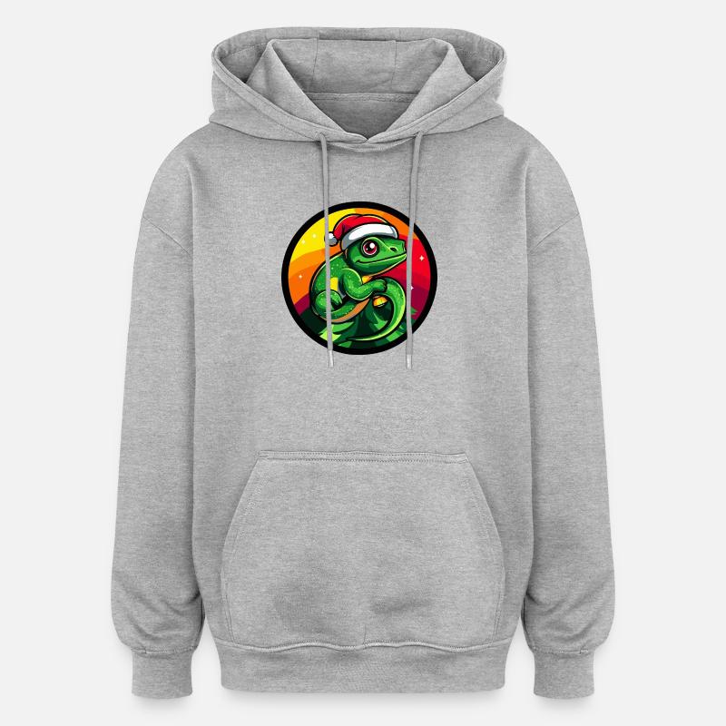 Noël du Père Noël Grenouille - Sweat à capuche oversize unisexe - gris chiné