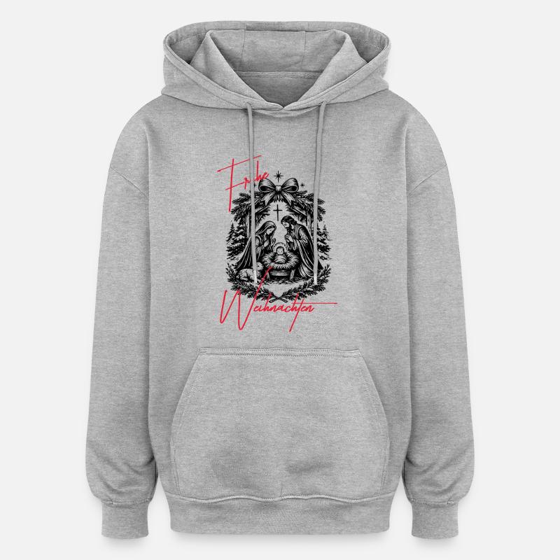 Weihnachtskrippe - Oversized Unisex Hoodie - Grau meliert