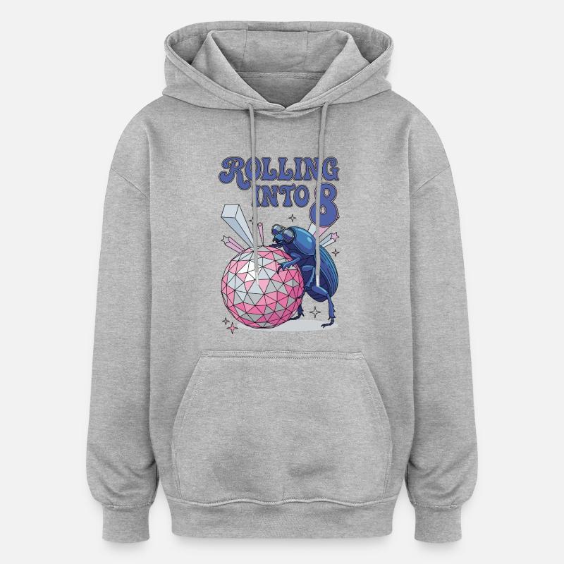 Rolling Into 8 Disco-Mistkäfer - Sweat à capuche oversize unisexe - gris chiné