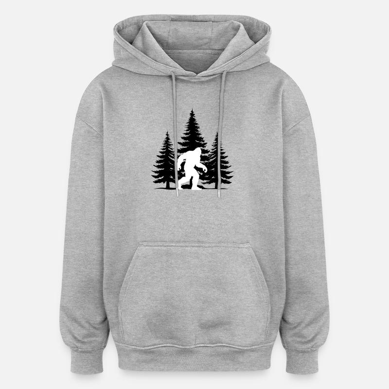Arbre forestier de Bigfoot - Sweat à capuche oversize unisexe - gris chiné