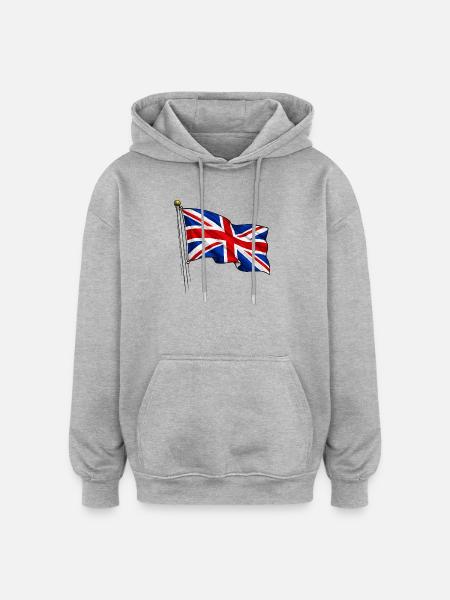 Great Britain England Flag - Oversized Unisex Hoodie - heather grey