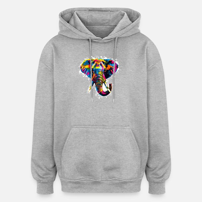 Elefant Art Design - Oversized Unisex Hoodie - Grau meliert