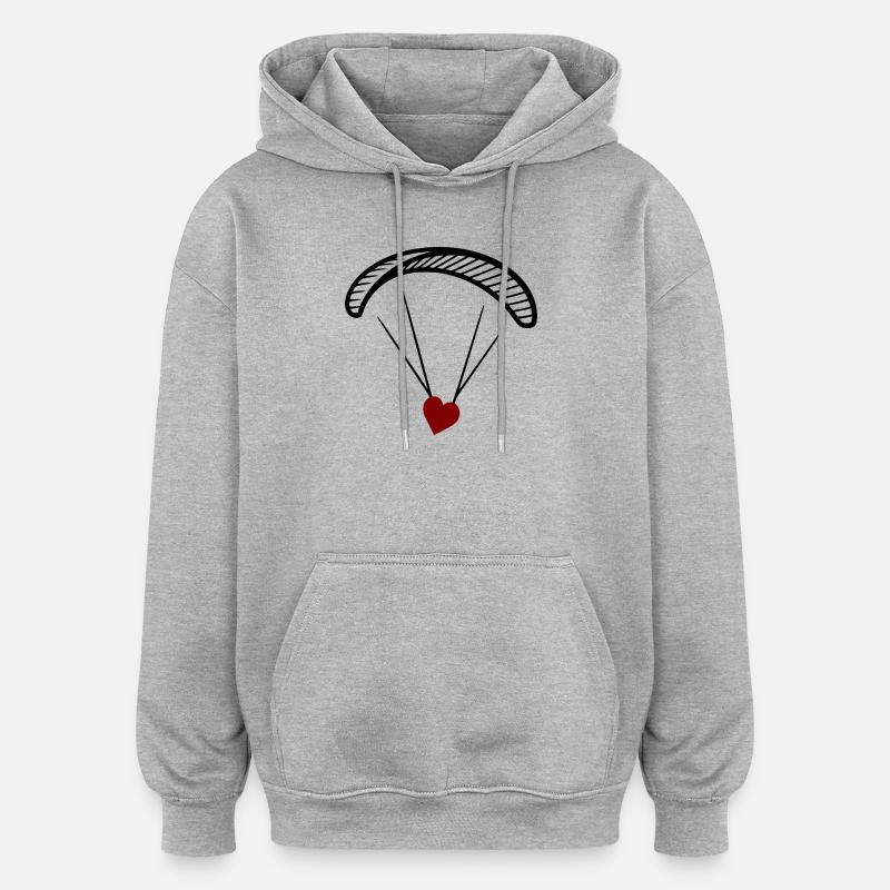 Parapente - parapente avec cœur. - Saint-Valentin - Sweat à capuche oversize unisexe - gris chiné