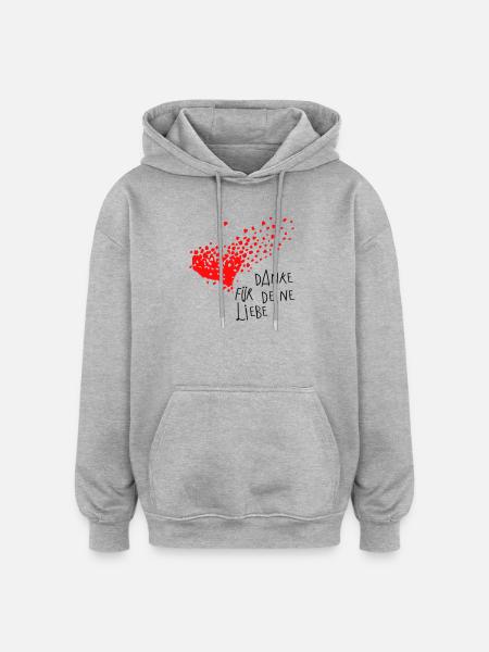 Danke Herz - Oversized Unisex Hoodie - Grau meliert