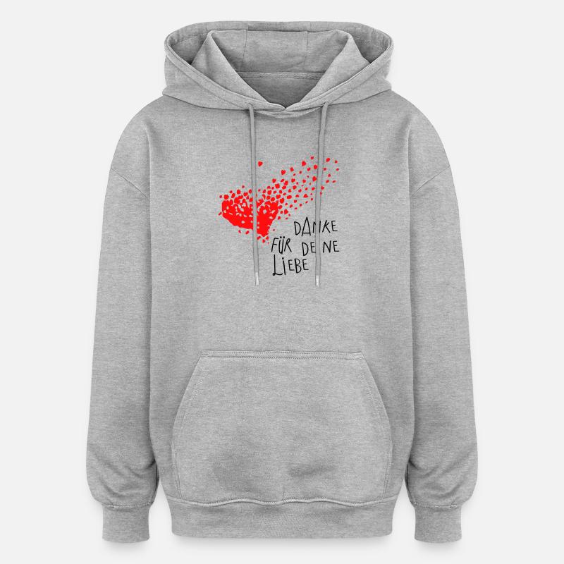 Merci mon cœur - Sweat à capuche oversize unisexe - gris chiné