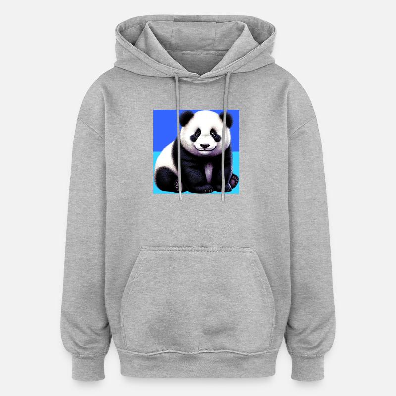 panda - Sweat à capuche oversize unisexe - gris chiné