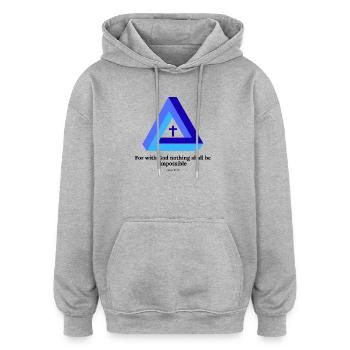 Car avec Dieu, rien ne sera impossible. Luc 1:37 - Sweat à capuche oversize unisexe - gris chiné - Devant - Noah (186cm)