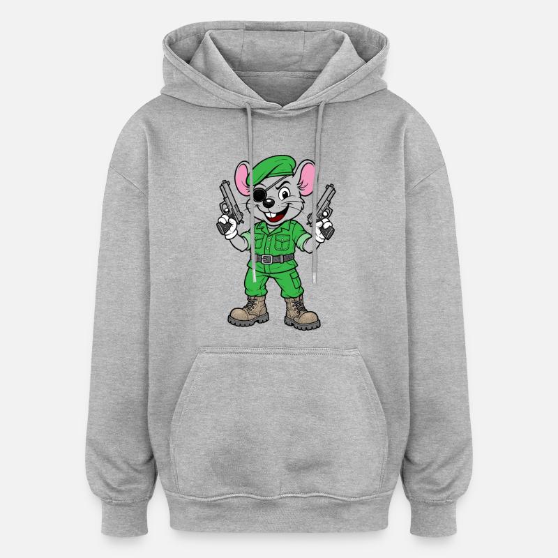 Ranger souris armé - Sweat à capuche oversize unisexe - gris chiné