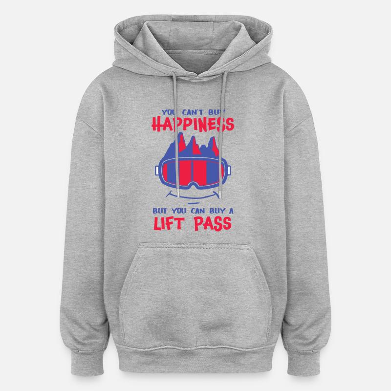 Piste Happiness Ski Snowboard Mountains - Sweat à capuche oversize unisexe - gris chiné
