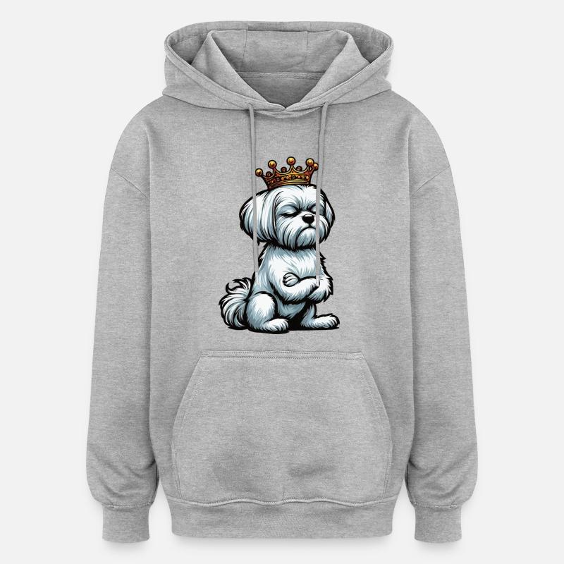 Malteser Propriétaire Maltese Lovers - Sweat à capuche oversize unisexe - gris chiné