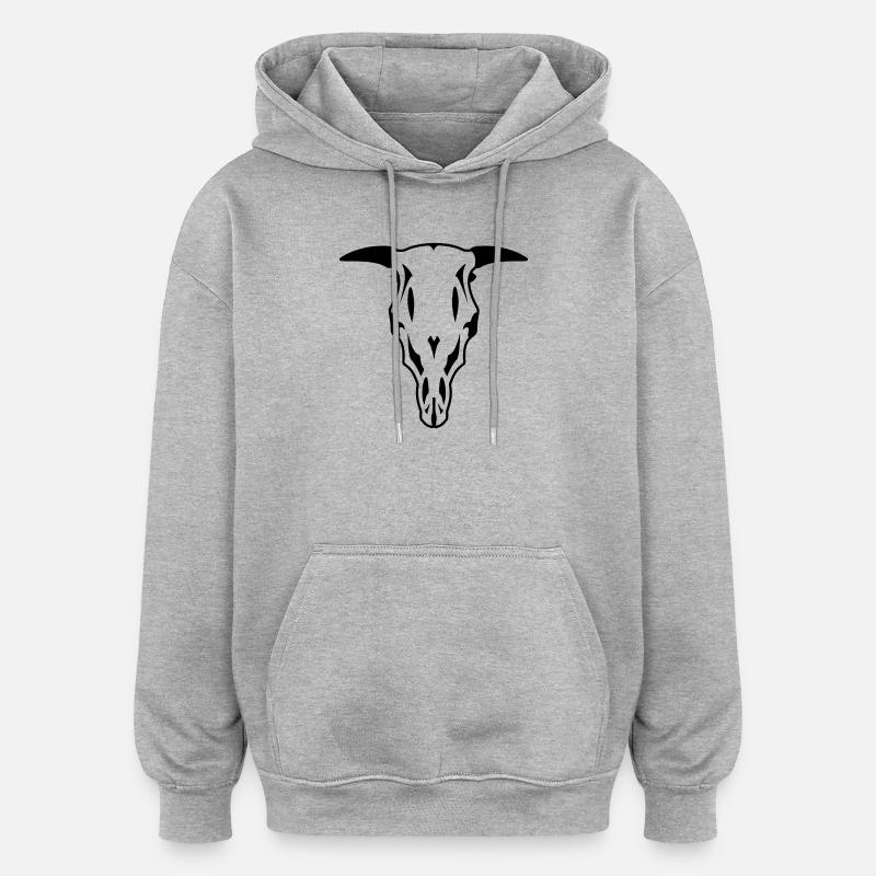 Crâne de taureau - Sweat à capuche oversize unisexe - gris chiné