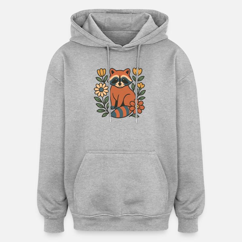 Fuchs im Blumengarten - Oversized Unisex Hoodie - Grau meliert