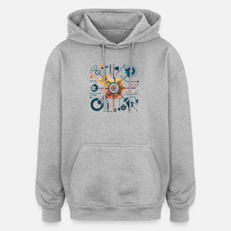 Plan de plan du diagramme mécanique - Sweat à capuche oversize unisexe - gris chiné