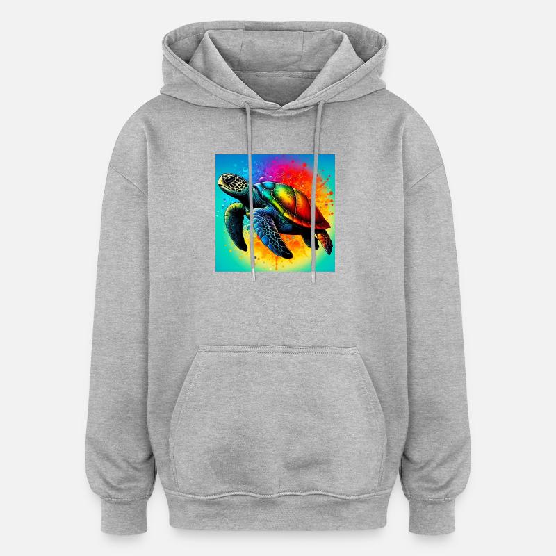 tortue - Sweat à capuche oversize unisexe - gris chiné