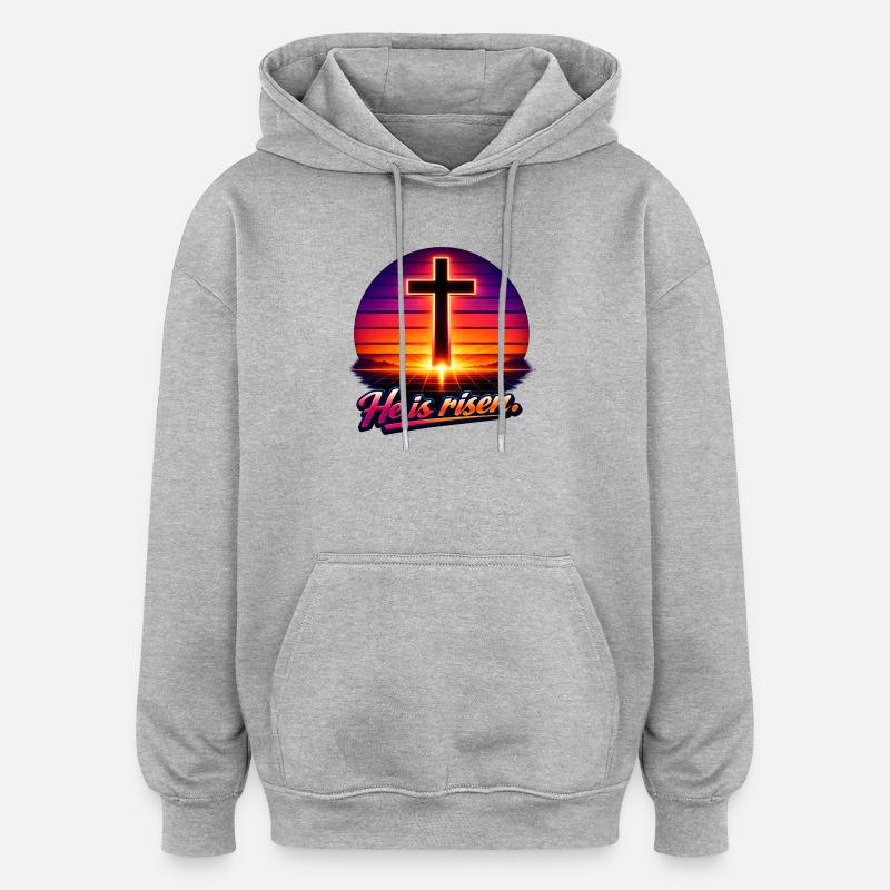 Il est Risen Retro - Sweat à capuche oversize unisexe - gris chiné