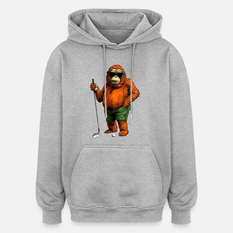 Monkey Golf - Sweat à capuche oversize unisexe - gris chiné