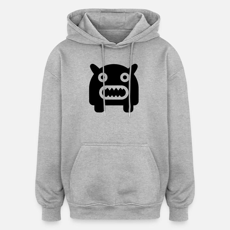 monstre - Sweat à capuche oversize unisexe - gris chiné