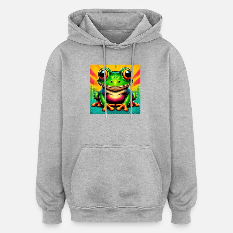 grenouille - Sweat à capuche oversize unisexe - gris chiné