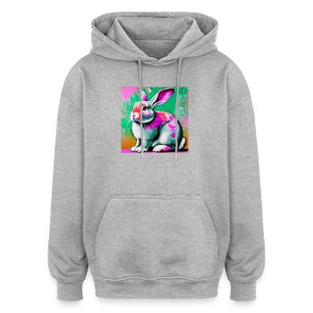 Kaninchen - Oversized Unisex Hoodie - Grau meliert - Vorne - Noah (186cm)